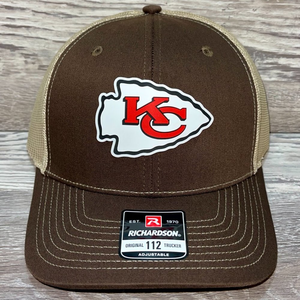 Kansas City Chiefs 3D Patch Snapback Trucker Hat- Brown/ Tan